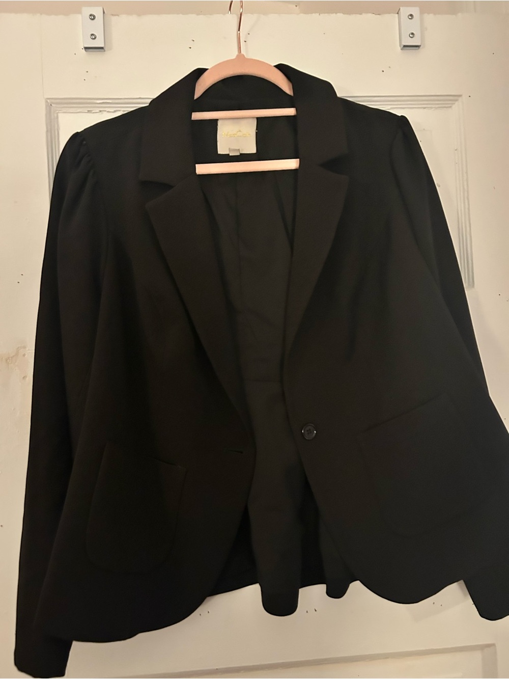 ModCloth Black blazer with ruffle